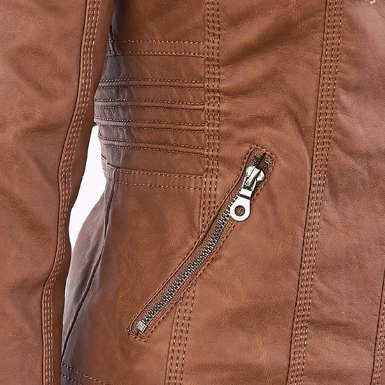 Ivory™ | Veste en Cuir pour Femmes Résistante aux Intempéries avec Capuche