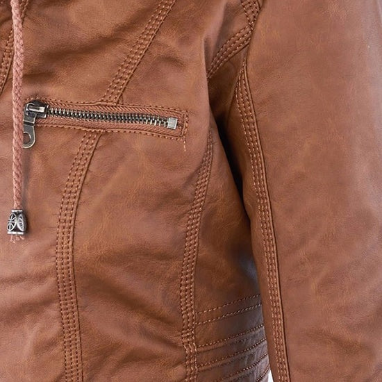 Ivory™ | Veste en Cuir pour Femmes Résistante aux Intempéries avec Capuche