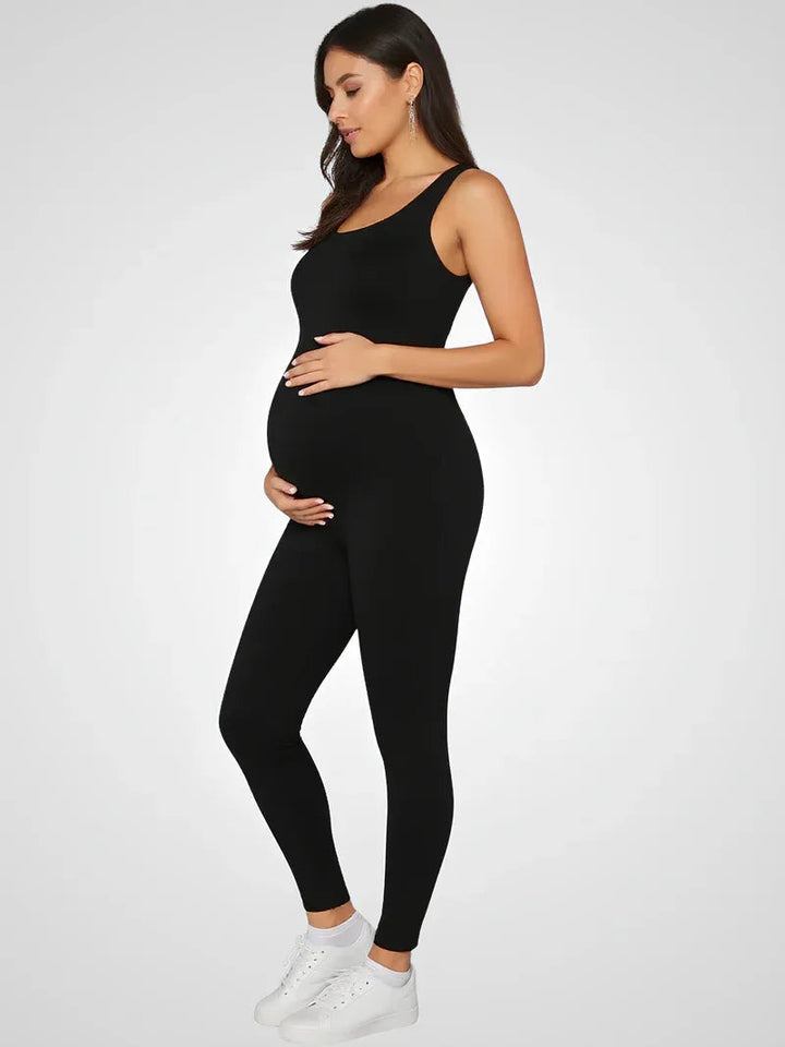 Combinaison de maternité sans manches – Tenue de grossesse longue et extensible à col rond 0