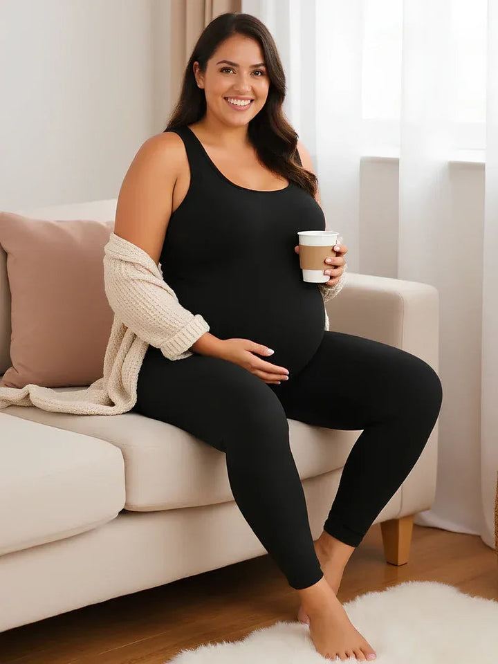 Combinaison de maternité sans manches – Tenue de grossesse longue et extensible à col rond 3