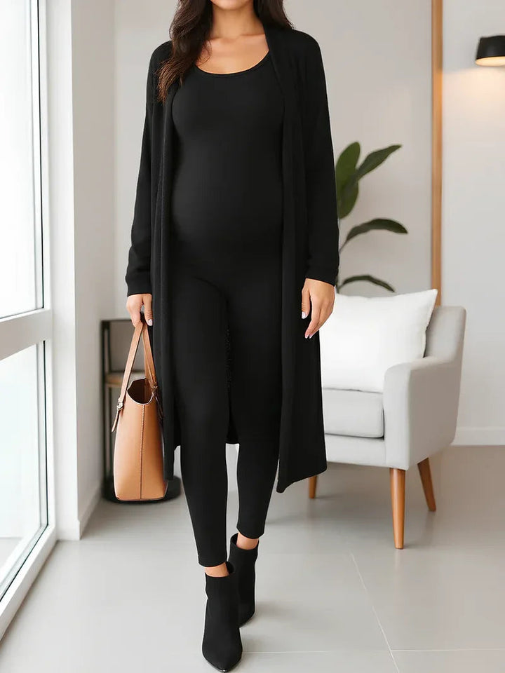 Combinaison de maternité sans manches – Tenue de grossesse longue et extensible à col rond 5