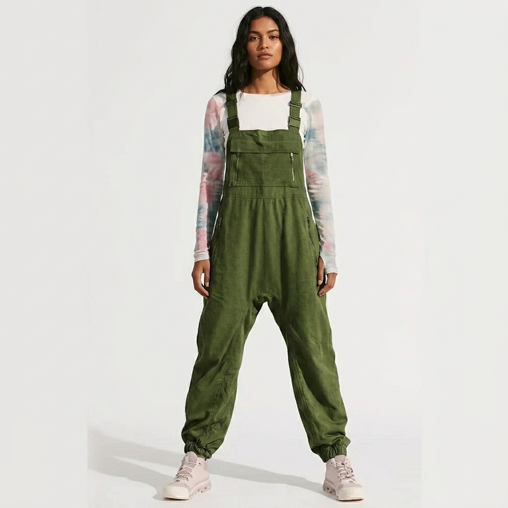 Combinaison femme avec poche poitrine zippée et bretelles réglables | Jogger 0