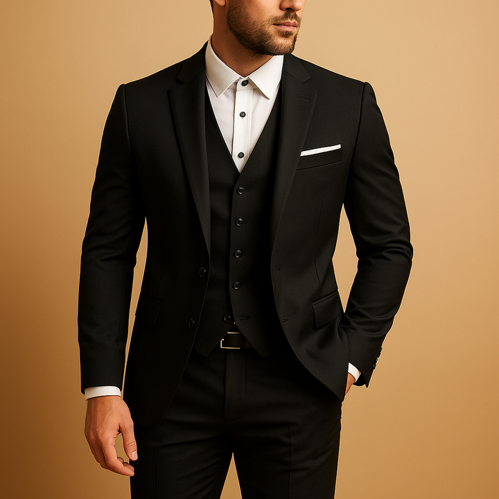 Costume homme trois pièces coupe ajustée élégant mariage cérémonie