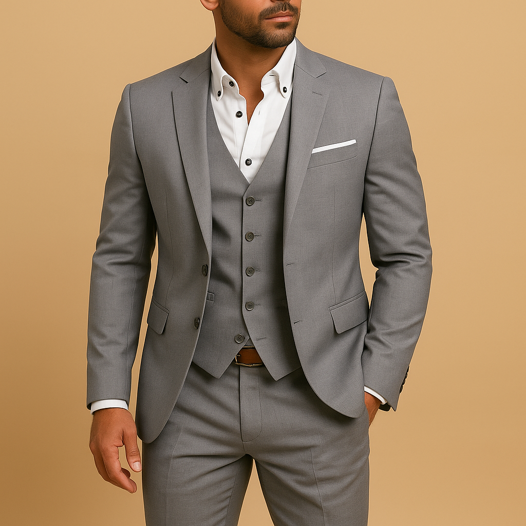 Costume homme trois pièces coupe ajustée élégant mariage cérémonie