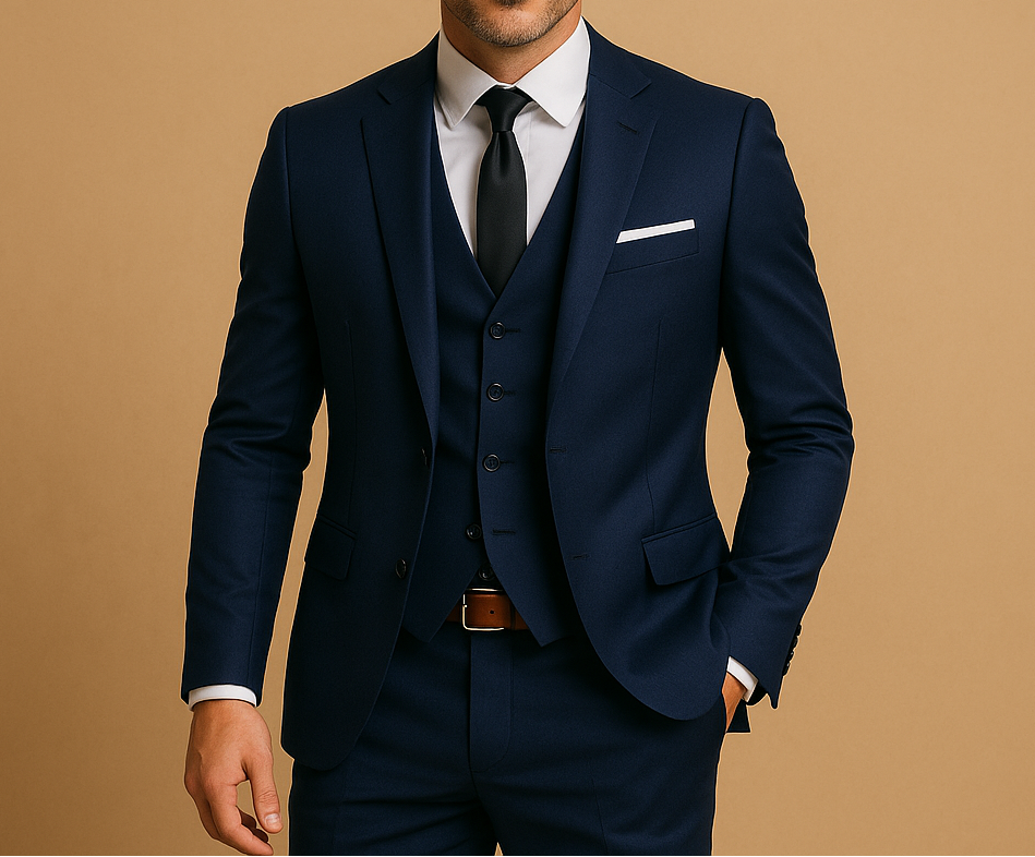 Costume homme trois pièces coupe ajustée élégant mariage cérémonie