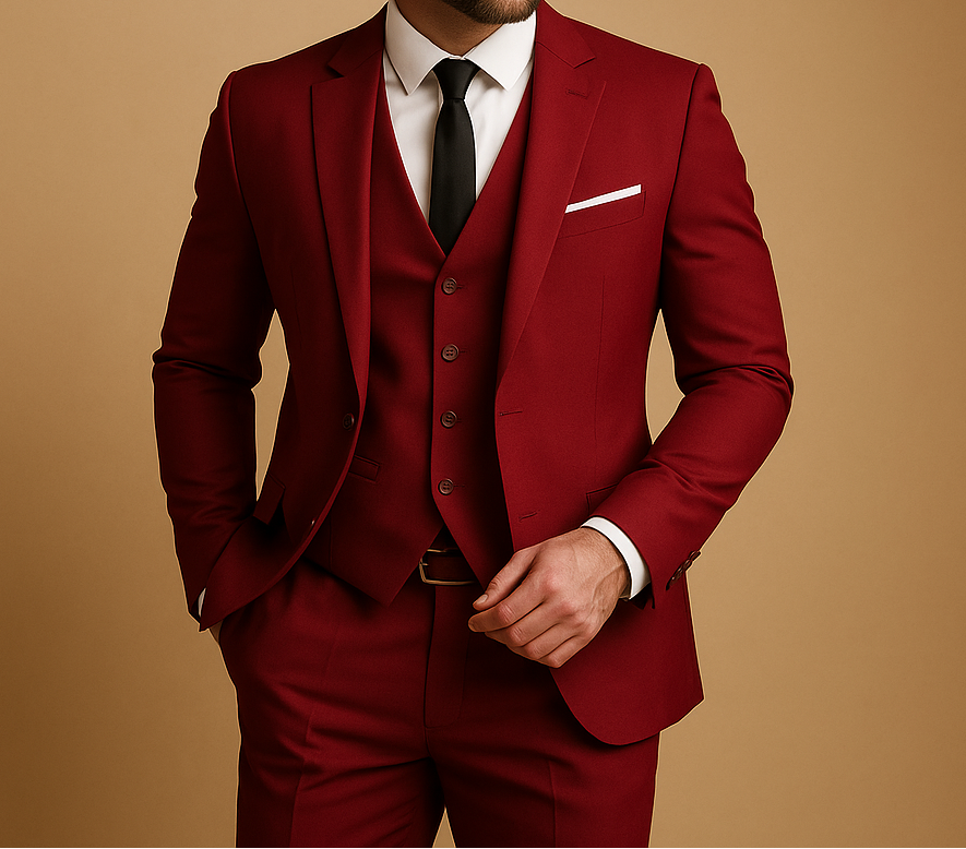 Costume homme trois pièces coupe ajustée élégant mariage cérémonie