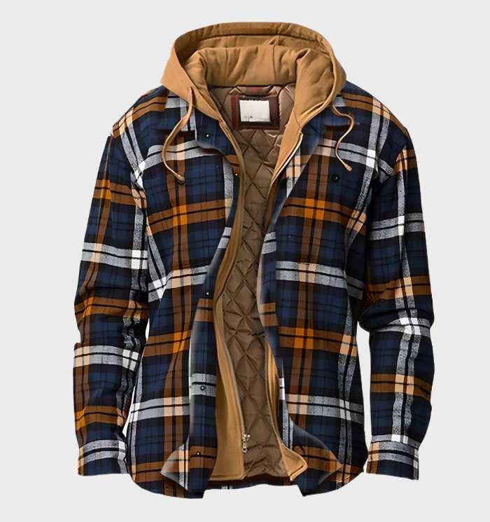 Daan | Veste épaisse en flanelle à carreaux multicolores avec capuche et fermeture éclair 0