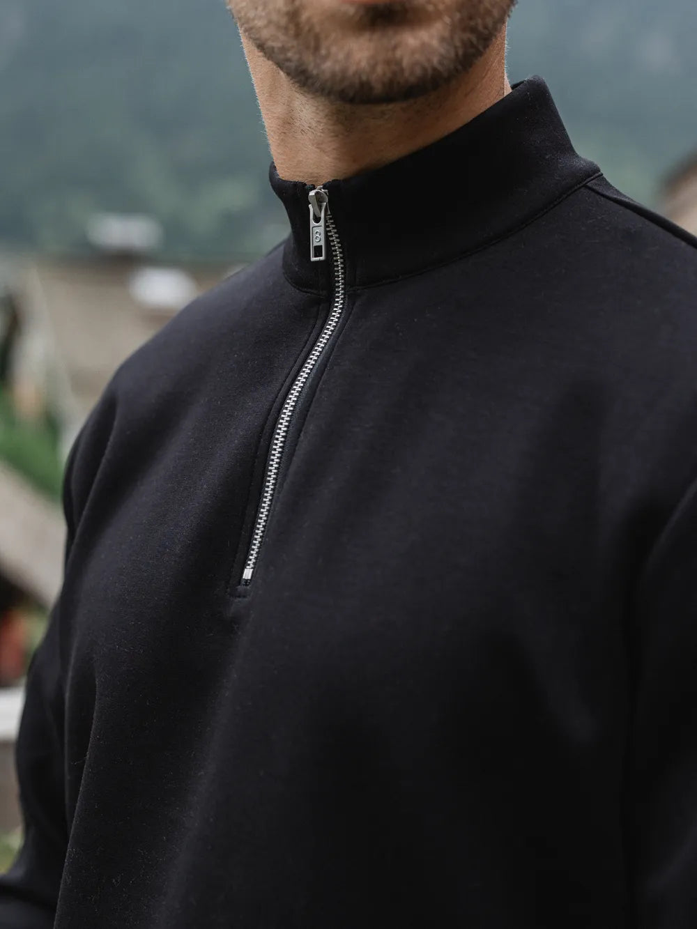 Demi-zip en jersey noir 1