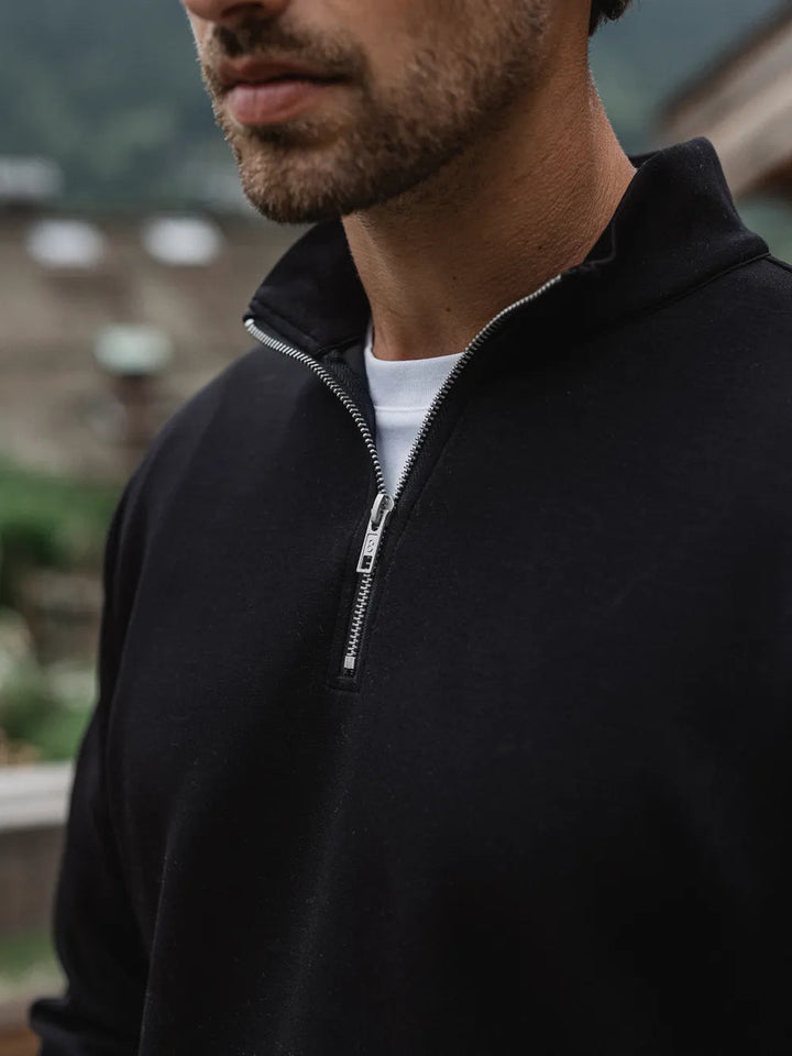 Demi-zip en jersey noir 2