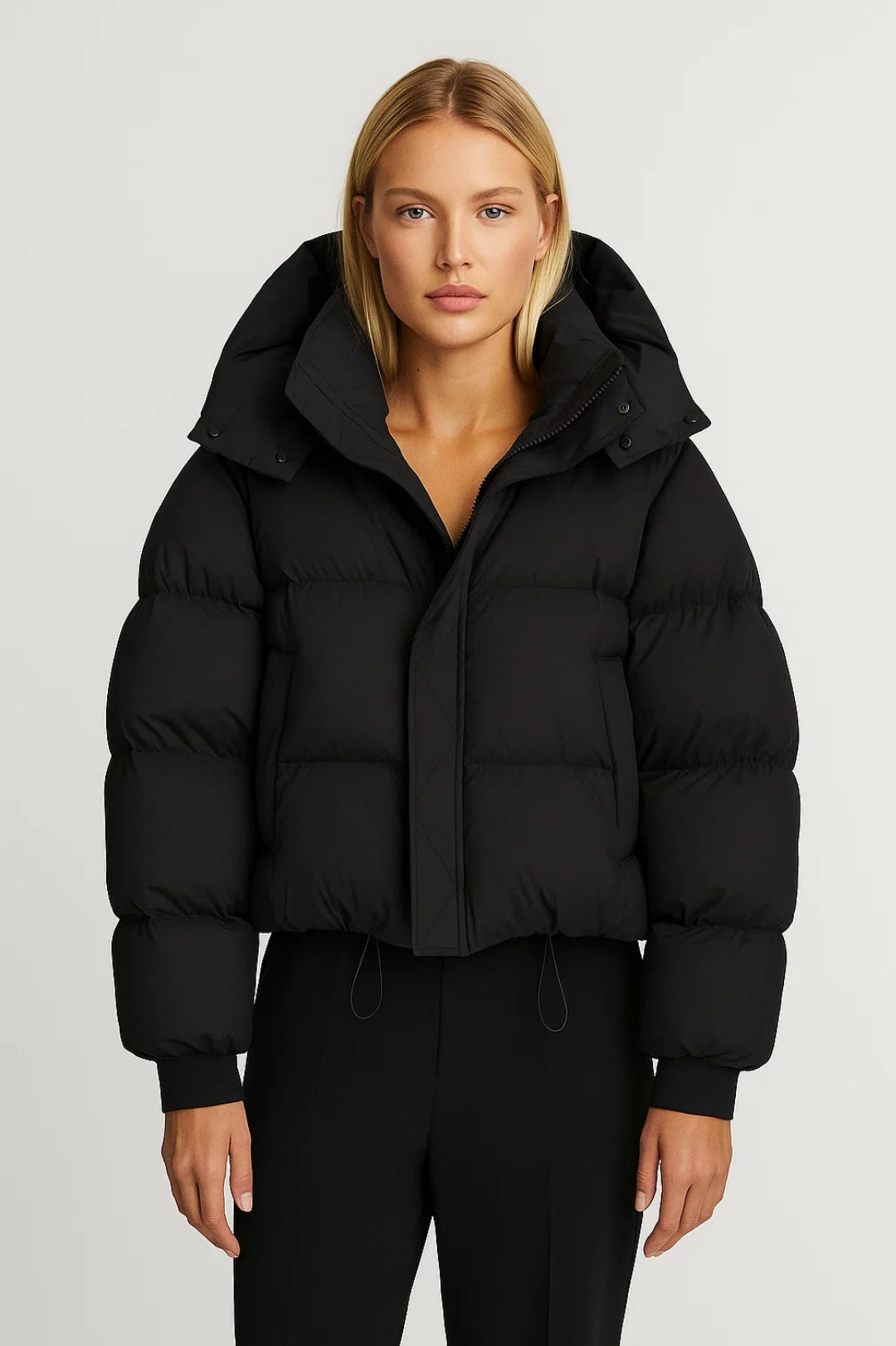 Doudoune courte femme | Veste matelassée chaude à capuche hiver