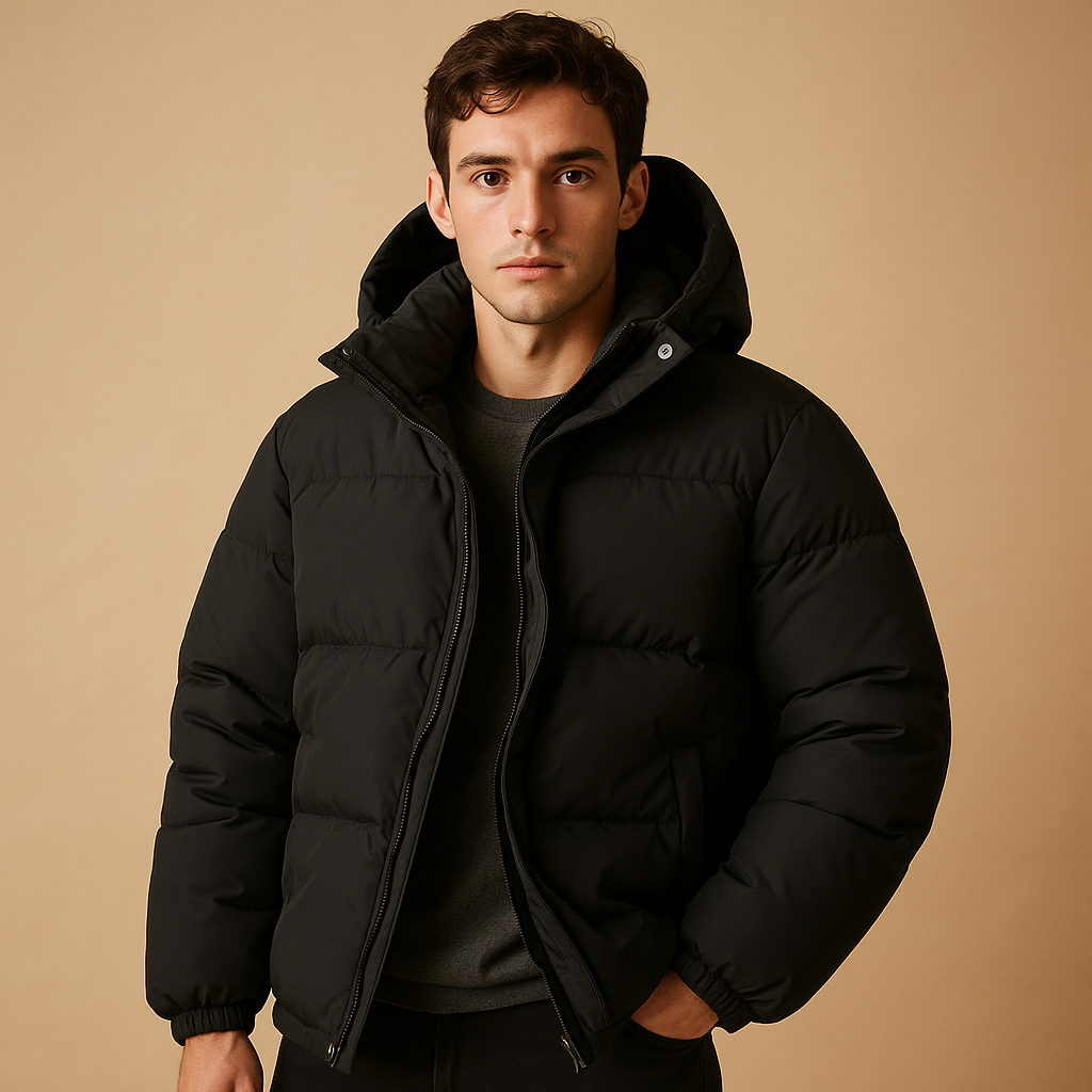 Doudoune pour hommes | Doudoune à capuche avec fermeture zippée avant