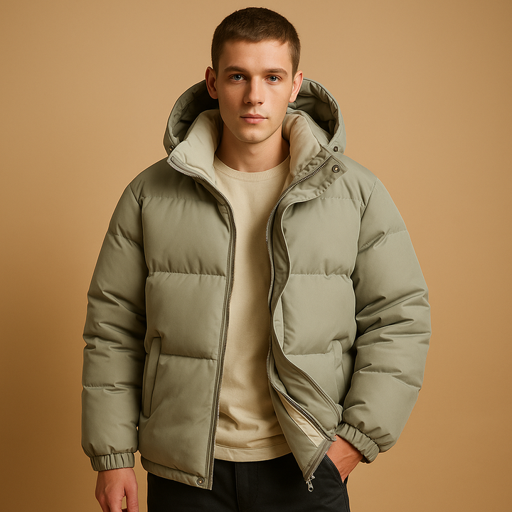 Doudoune pour hommes | Doudoune à capuche avec fermeture zippée avant
