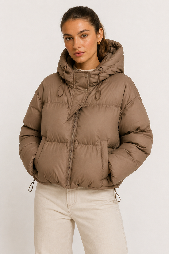 Doudoune courte à capuche pour femme 0