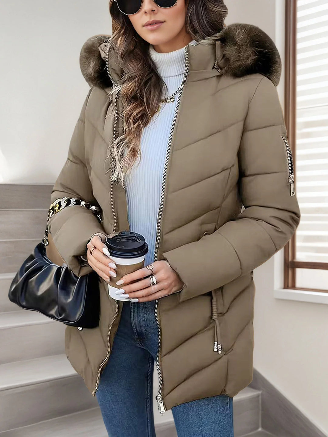 Doudoune femme slim a capuche - Chaude et polyvalente 6