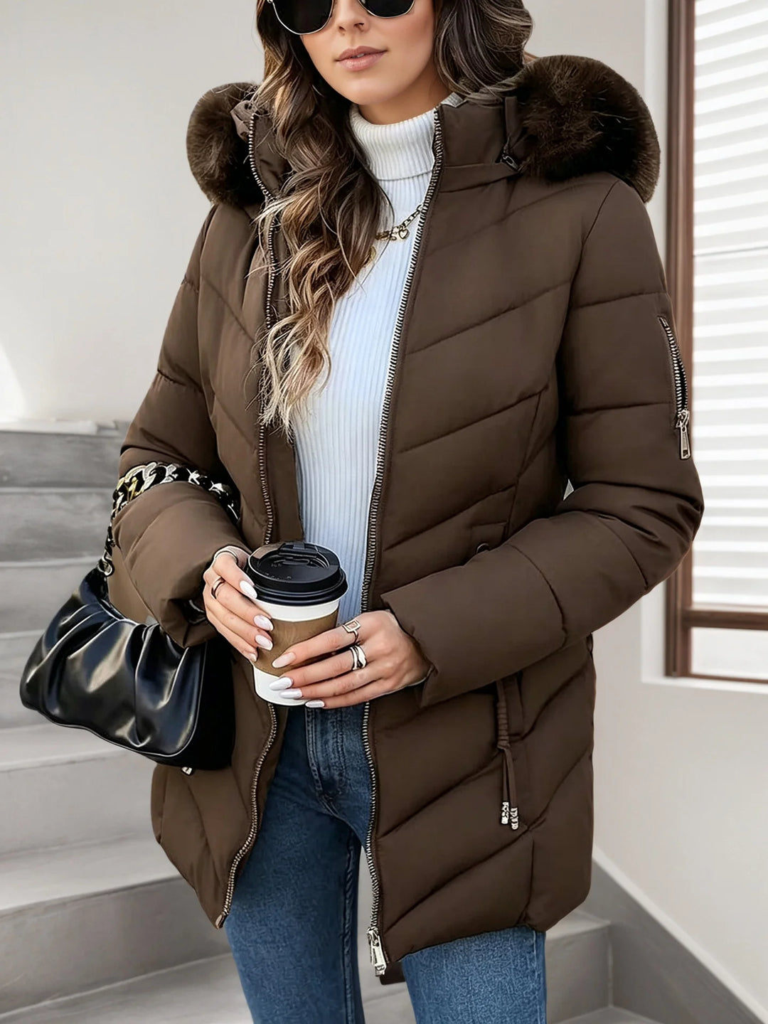 Doudoune femme slim a capuche - Chaude et polyvalente 7
