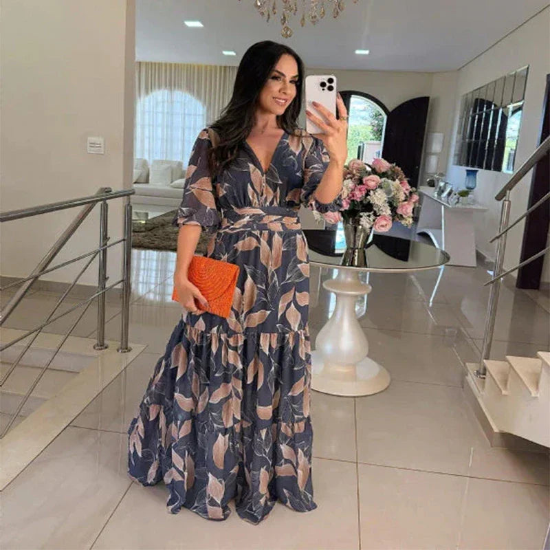 Camille | Robe longue florale avec une coupe confortable pour des journées élégantes