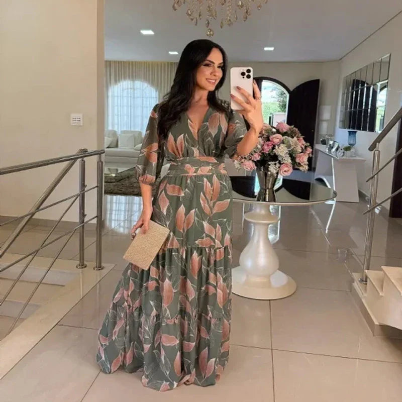 Camille | Robe longue florale avec une coupe confortable pour des journées élégantes