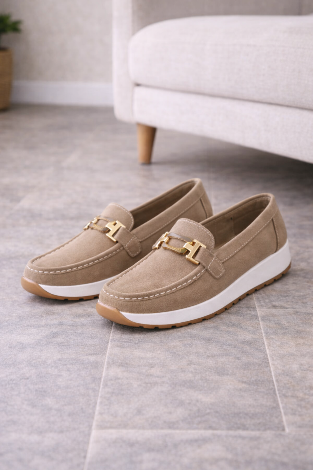 Élise - Mocassins Confort Femme avec Boucle Dorée et Semelle Plateforme Chic 0