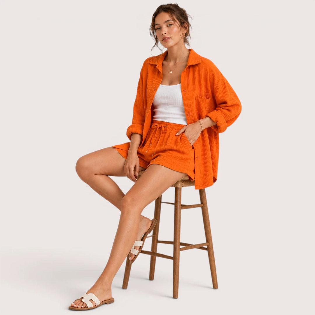 Eliza | Ensemble chemise et short à cordon de serrage 2
