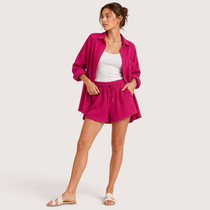 Eliza | Ensemble chemise et short à cordon de serrage 5