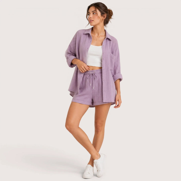Eliza | Ensemble chemise et short à cordon de serrage 7