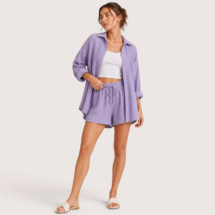 Eliza | Ensemble chemise et short à cordon de serrage 8
