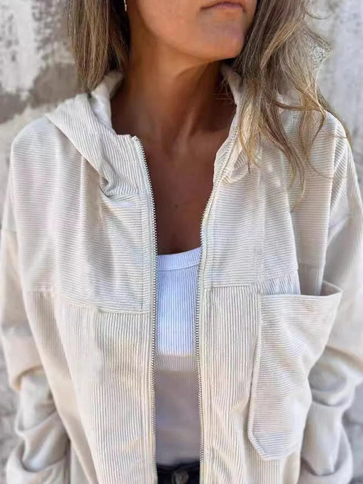 Ella™ | Sweat à capuche zippé en velours côtelé 0
