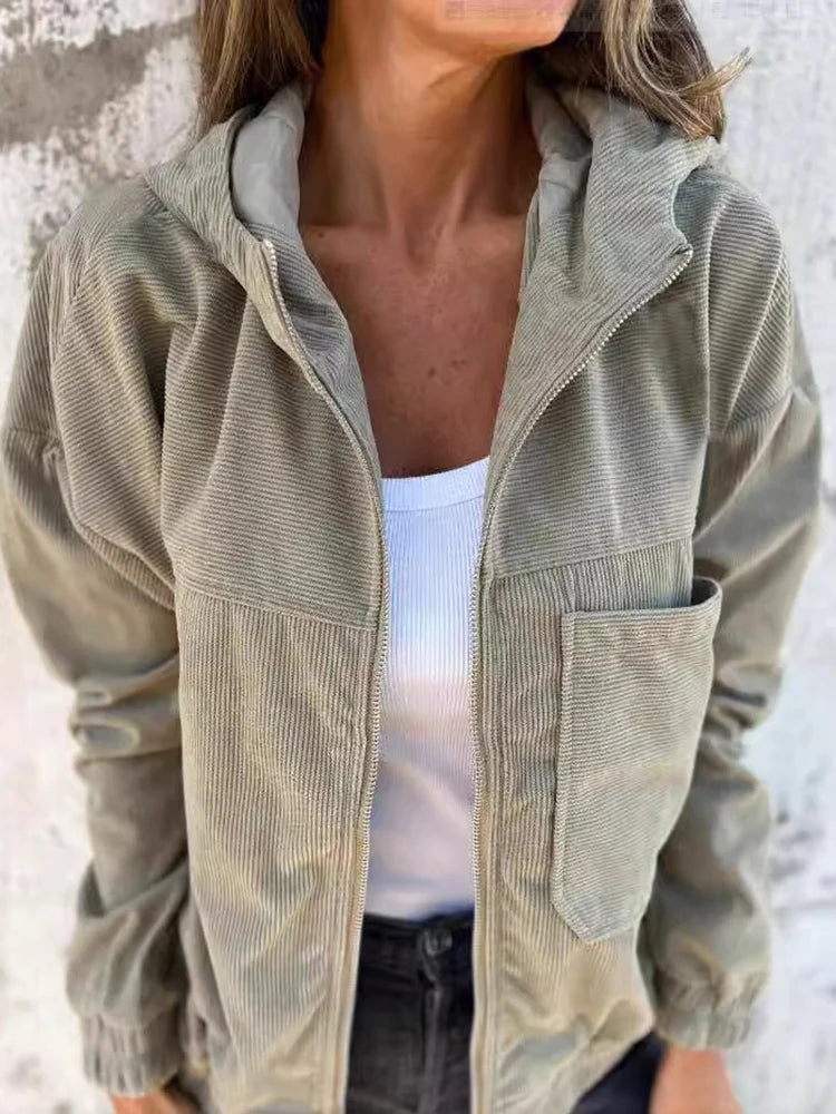 Ella™ | Sweat à capuche zippé en velours côtelé 2