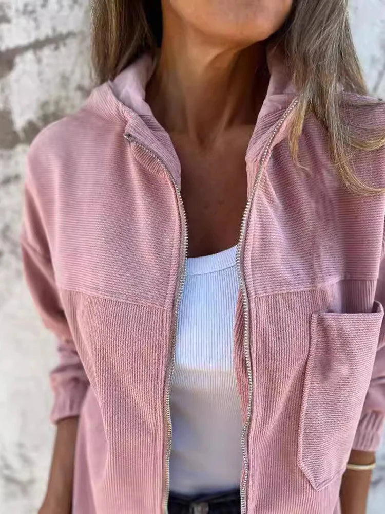 Ella™ | Sweat à capuche zippé en velours côtelé 3