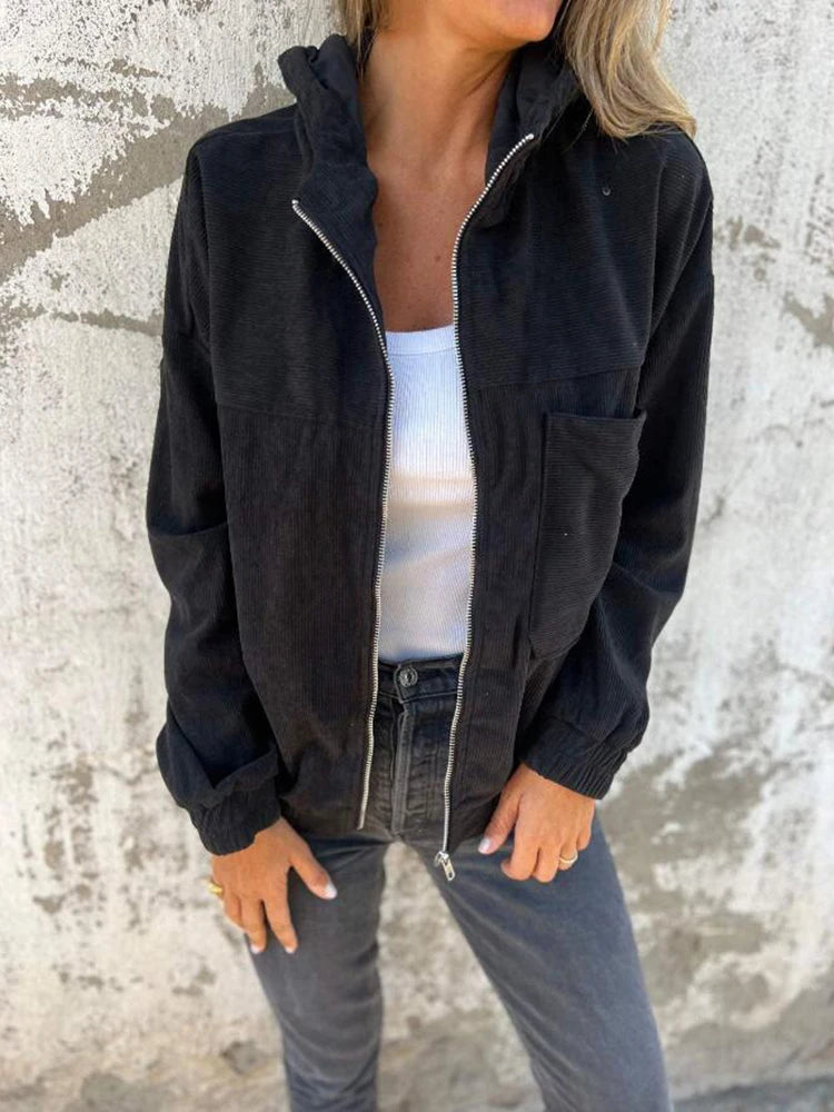 Ella™ | Sweat à capuche zippé en velours côtelé 4