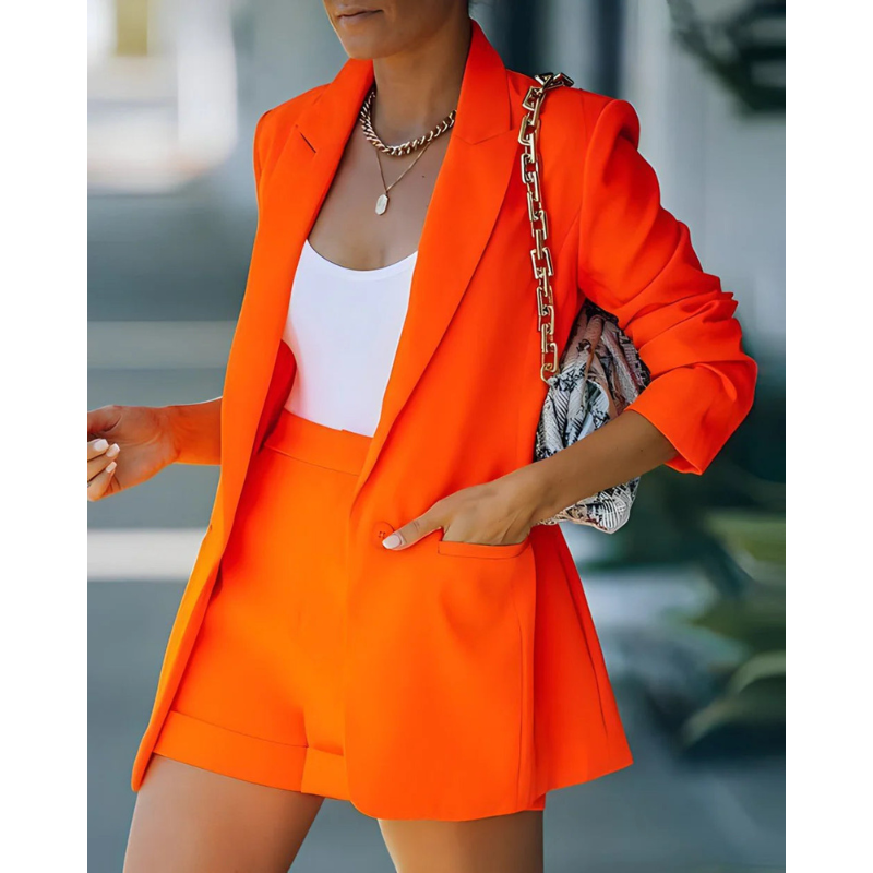 Ensemble blazer et short femme deux pièces coupe cintrée
