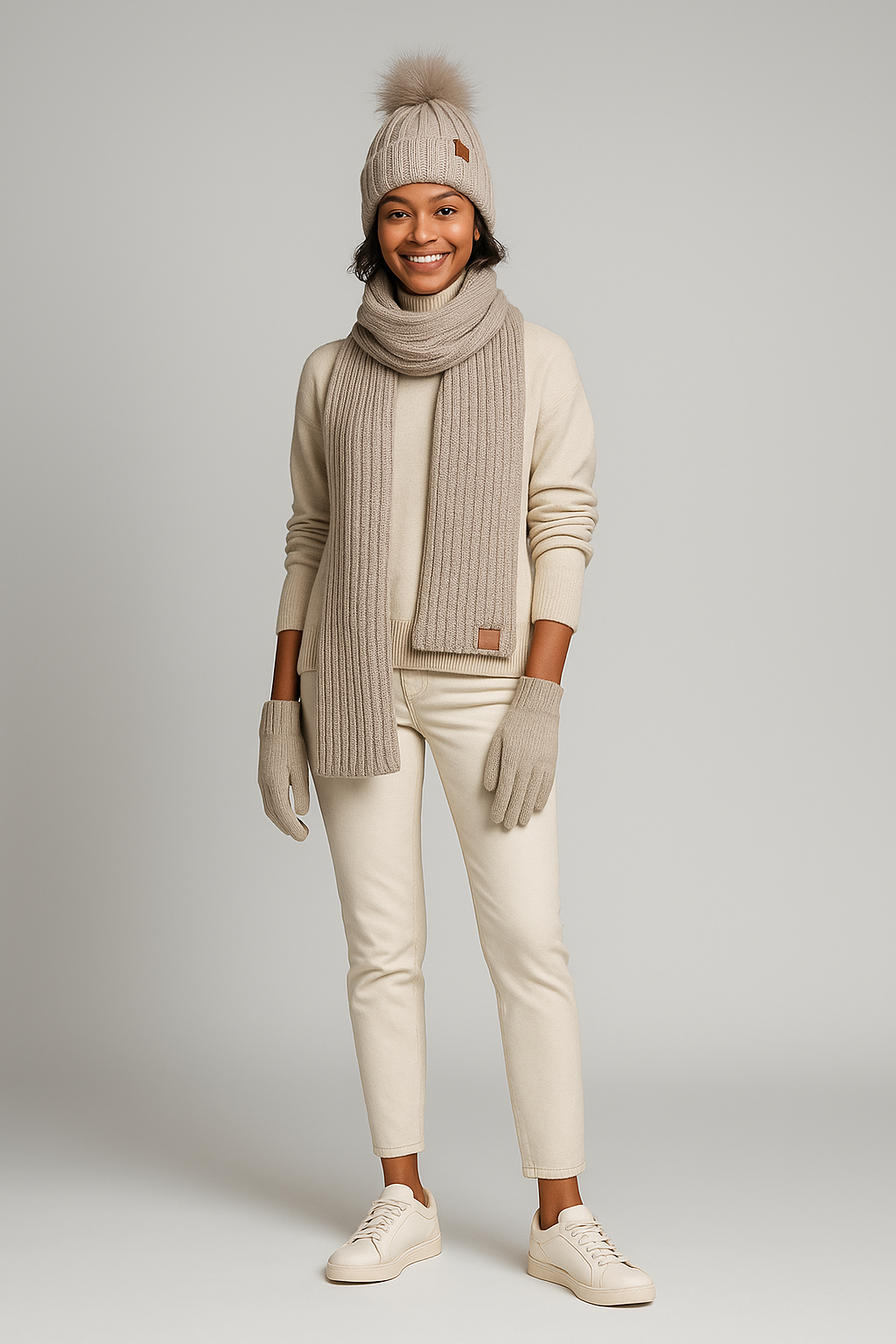 Ensemble accessoires hiver femme bonnet écharpe gants tactiles