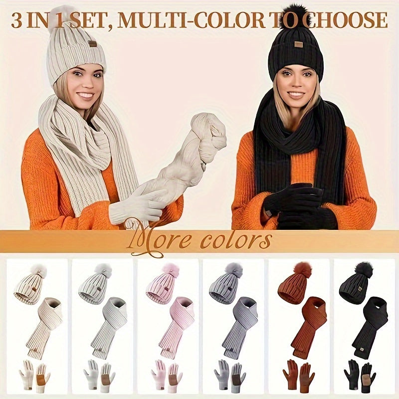 Ensemble accessoires hiver femme bonnet écharpe gants tactiles