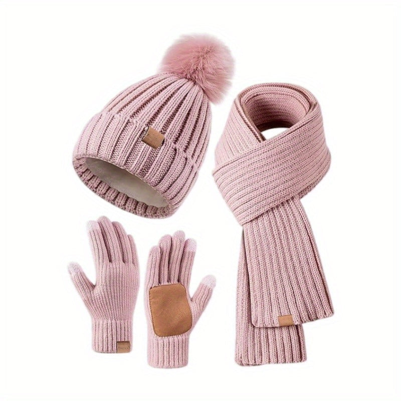 Ensemble accessoires hiver femme bonnet écharpe gants tactiles