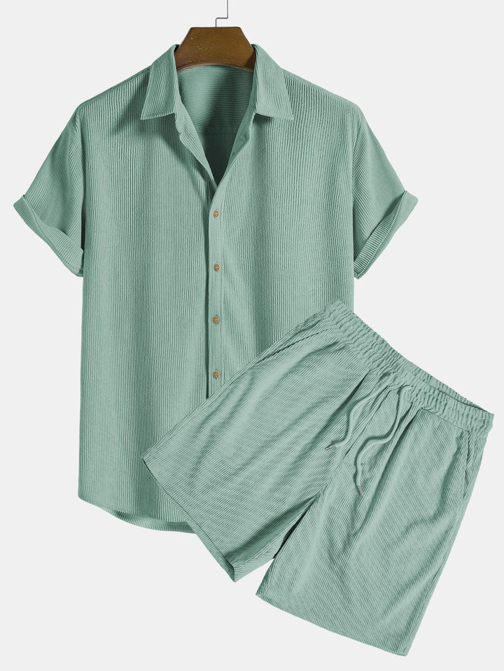 Ensemble d'été pour homme | Chemise légère à manches courtes et short | Ensemble aéré en tissu naturel 4