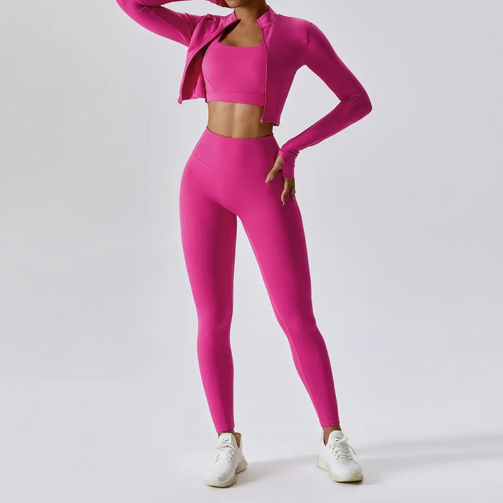 Ensemble de sport 3 pièces pour femme | Legging, haut et sweat-shirt 0