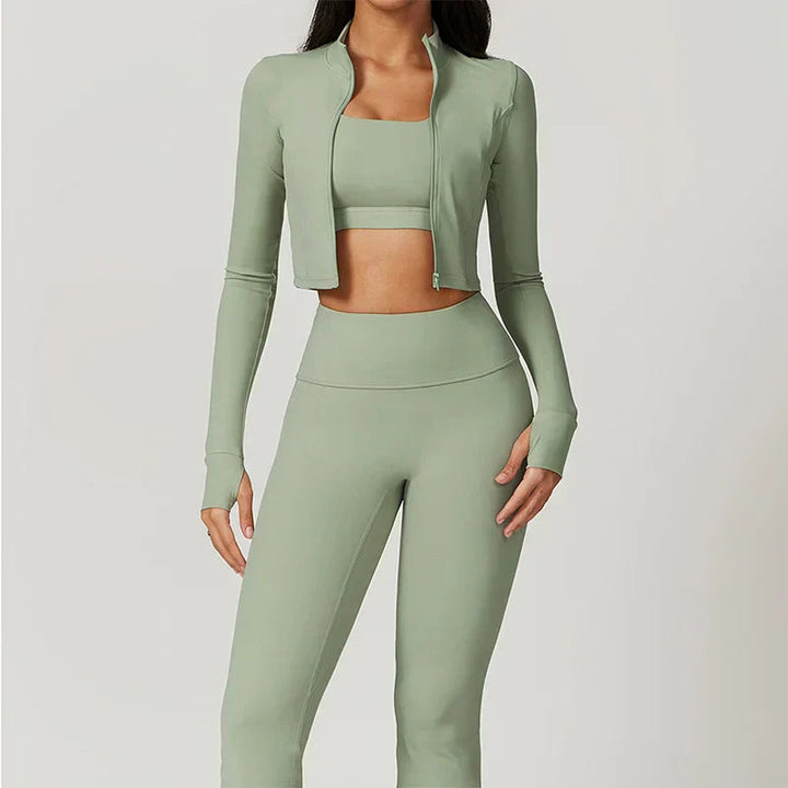 Ensemble de sport 3 pièces pour femme | Legging, haut et sweat-shirt 1