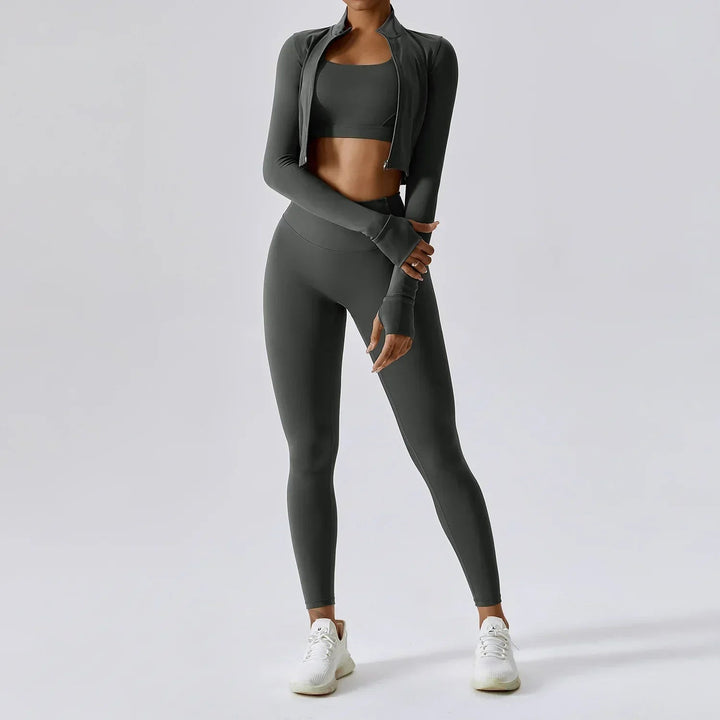 Ensemble de sport 3 pièces pour femme | Legging, haut et sweat-shirt 10