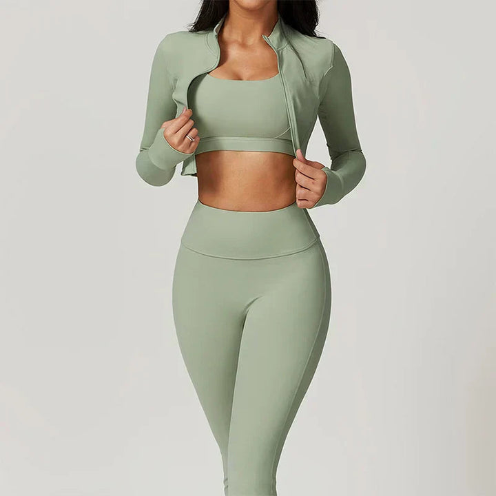 Ensemble de sport 3 pièces pour femme | Legging, haut et sweat-shirt 12
