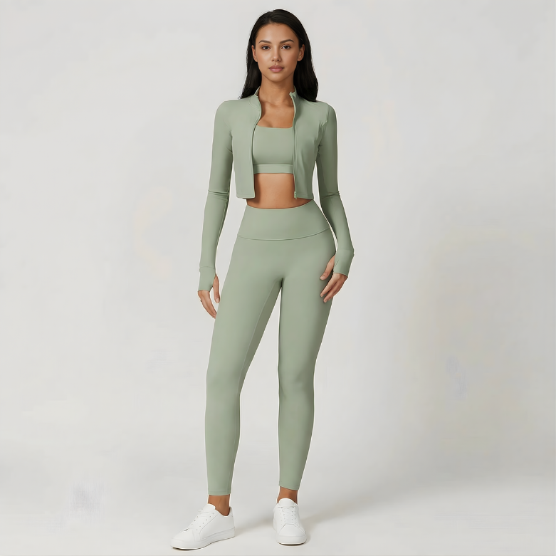 Ensemble de sport 3 pièces pour femme | Legging, haut et sweat-shirt 2