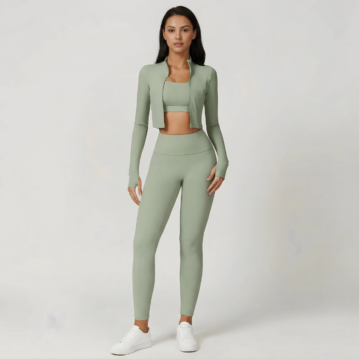 Ensemble de sport 3 pièces pour femme | Legging, haut et sweat-shirt 2