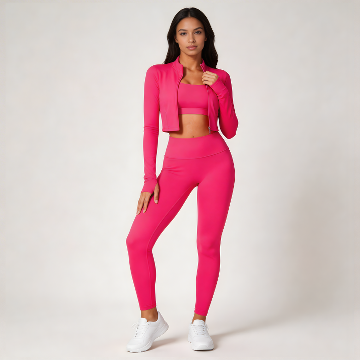 Ensemble de sport 3 pièces pour femme | Legging, haut et sweat-shirt 4