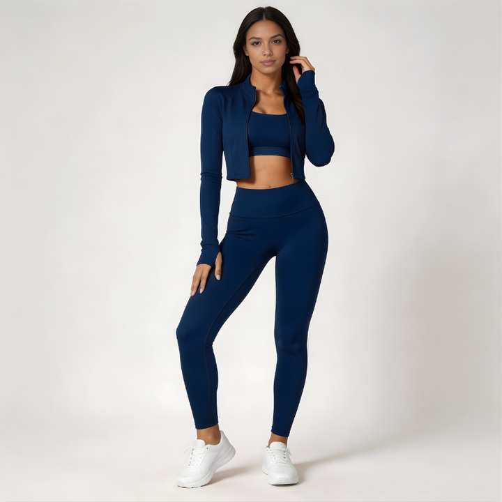 Ensemble de sport 3 pièces pour femme | Legging, haut et sweat-shirt 7
