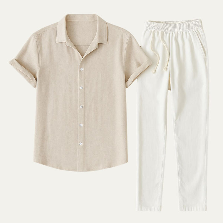 Ensemble deux pièces pour homme | Chemise à manches courtes et pantalon à cordon 0