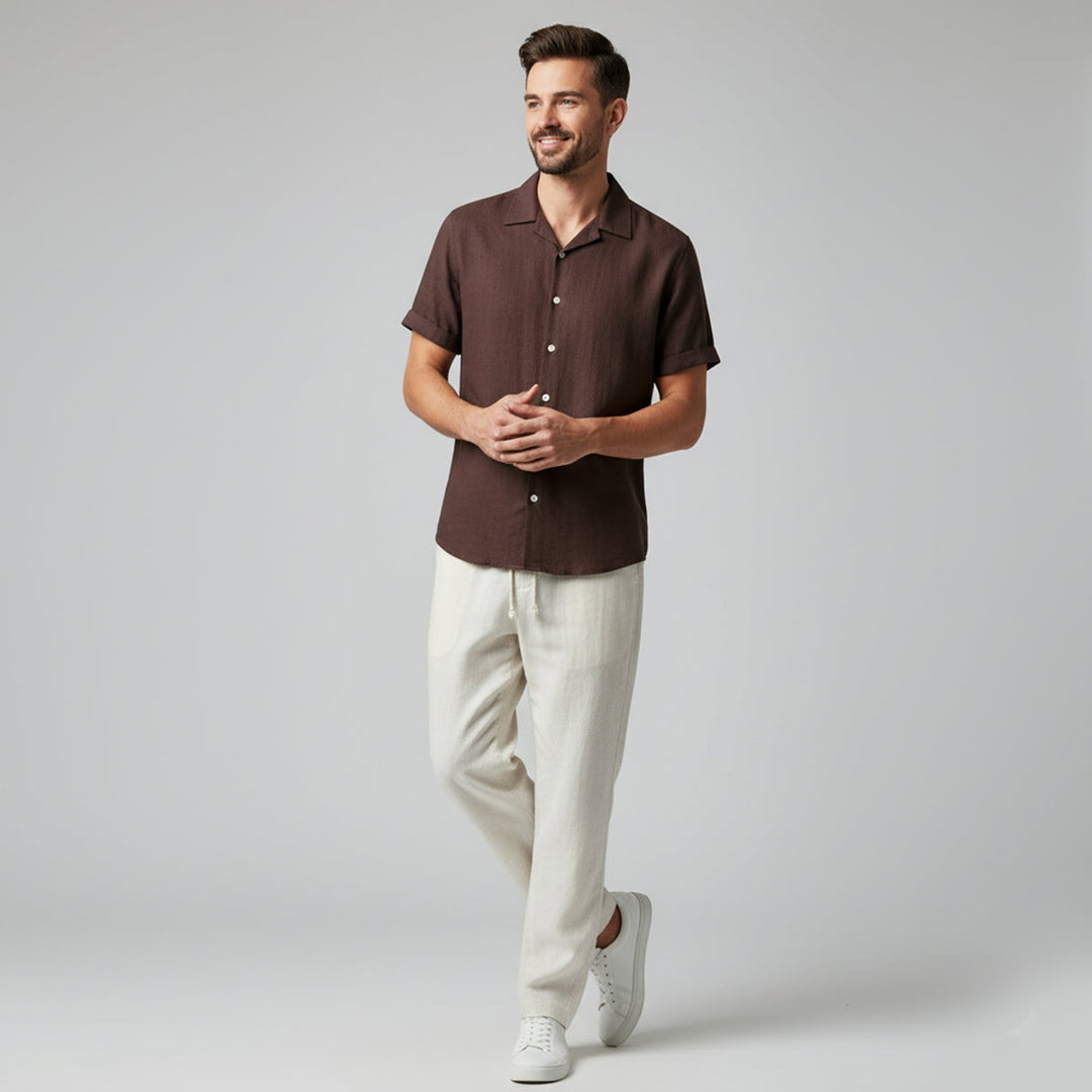 Ensemble deux pièces pour homme | Chemise à manches courtes et pantalon à cordon 5