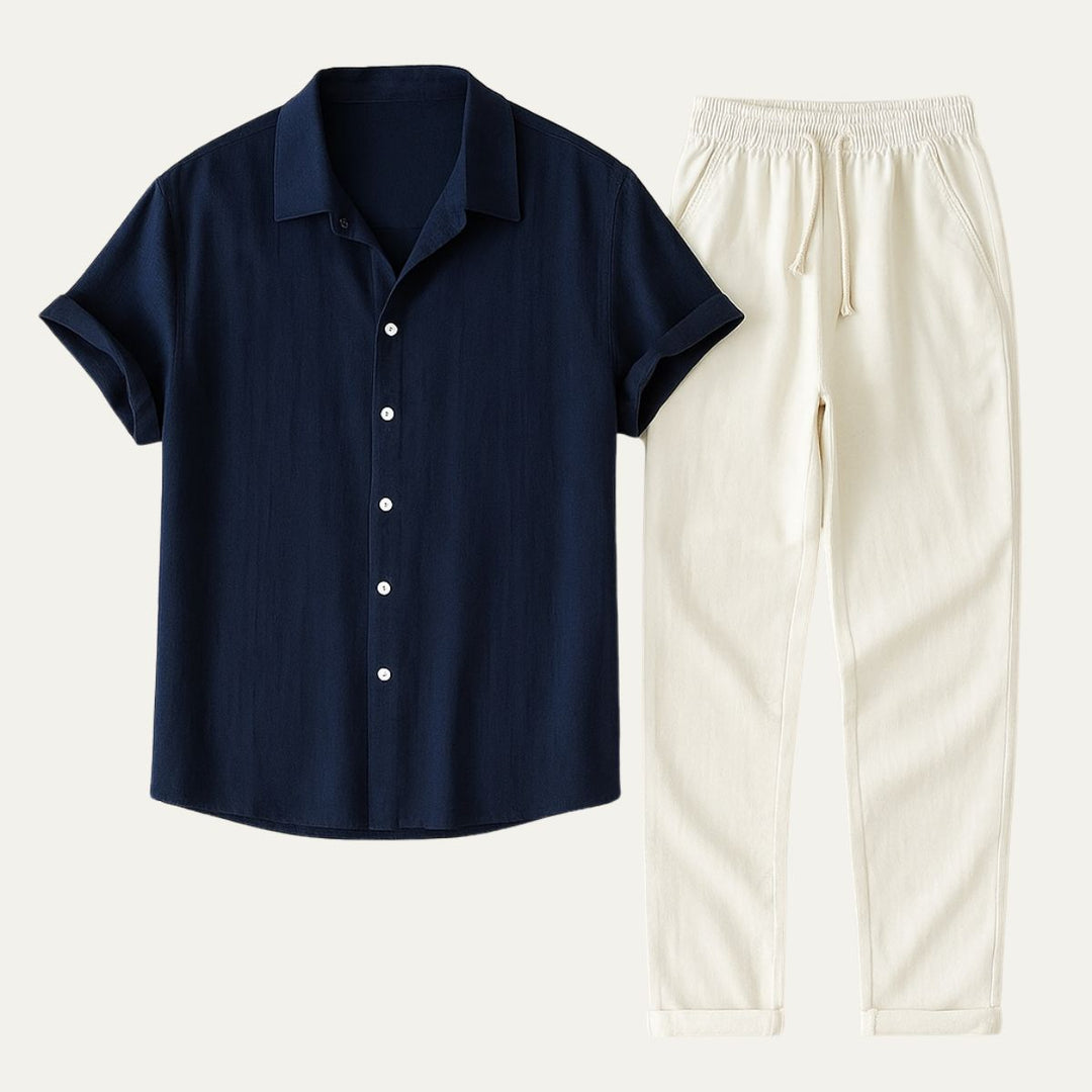 Ensemble deux pièces pour homme | Chemise à manches courtes et pantalon à cordon 6