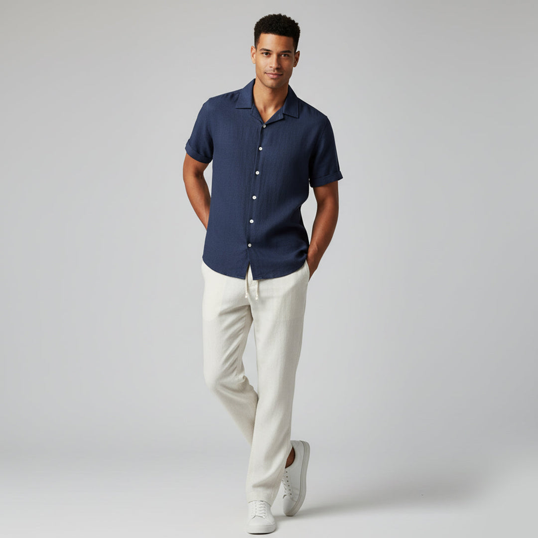 Ensemble deux pièces pour homme | Chemise à manches courtes et pantalon à cordon 7