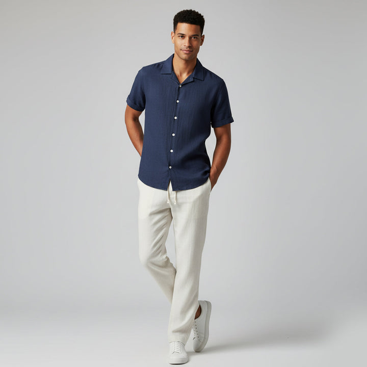Ensemble deux pièces pour homme | Chemise à manches courtes et pantalon à cordon 7