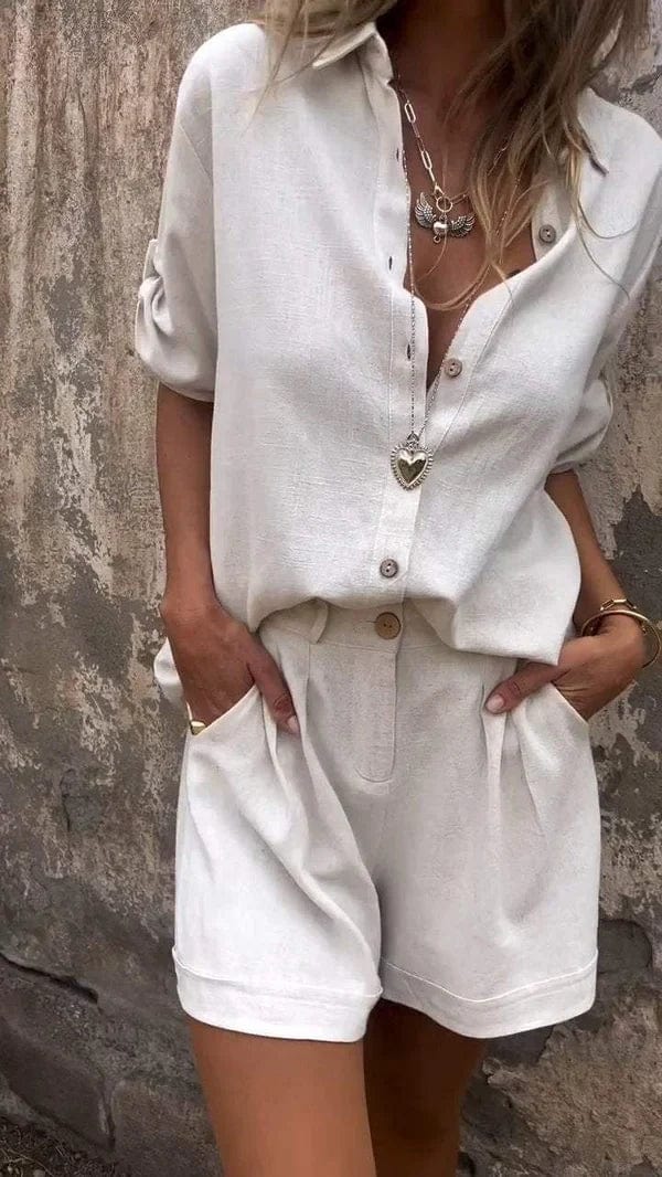 Ensemble en lin pour femme | Ensemble chemisier et pantalon assorti 2