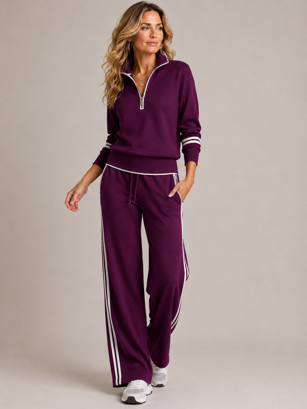 Ensemble femme sweat zippe et pantalon - Confortable et moderne 1
